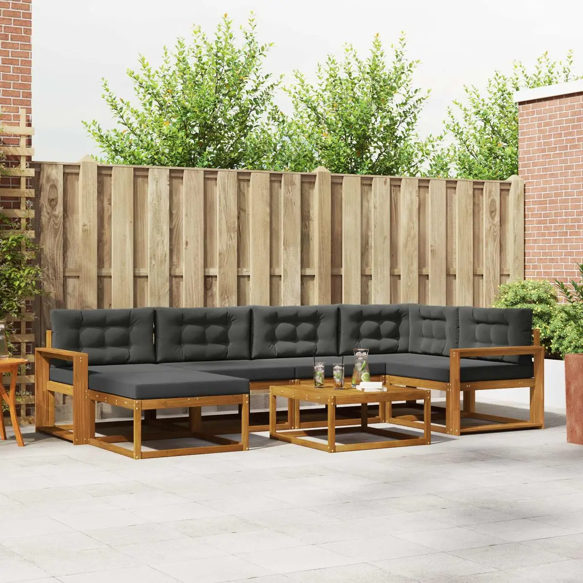 Outdoor Sectional Sofa Set 7 Piece Garden Patio Furniture Modular Lounge Acacia