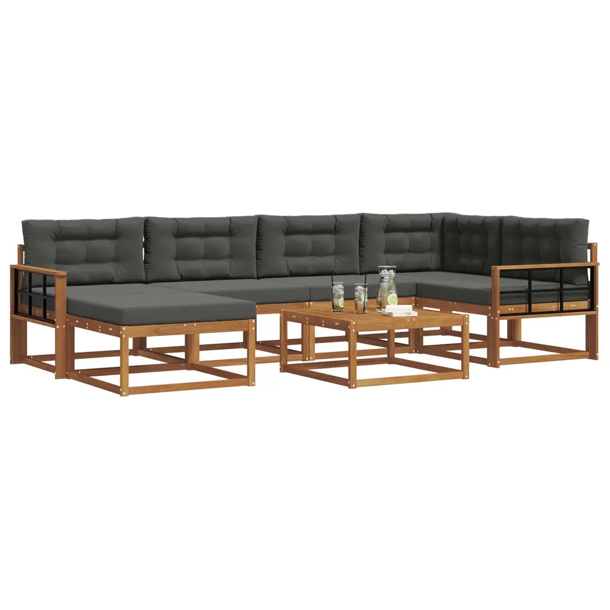 Modular Sectional Garden Sofa Set with Cushions 7 Pieces