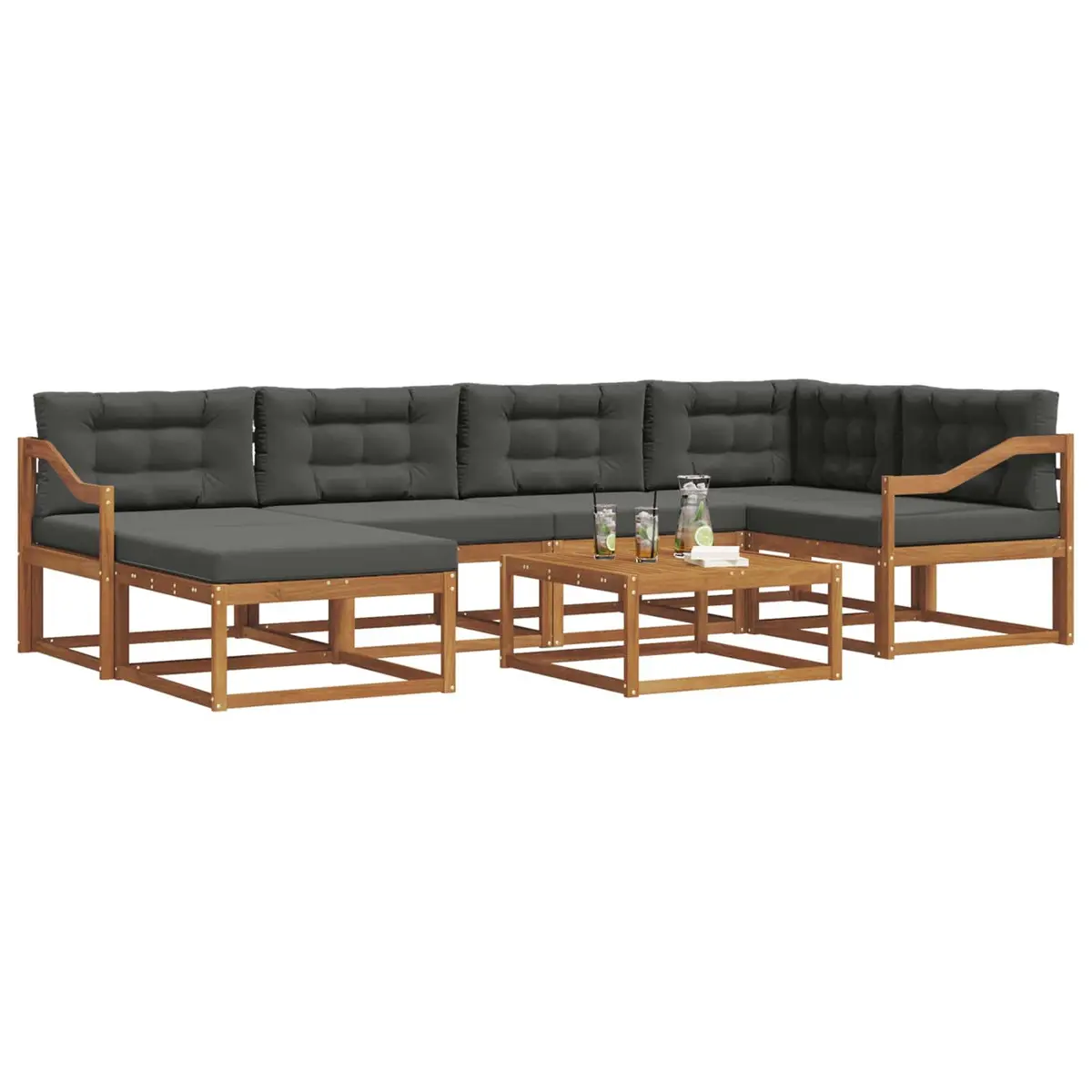 7 Piece Modular Outdoor Sectional Sofa Set with Cushions