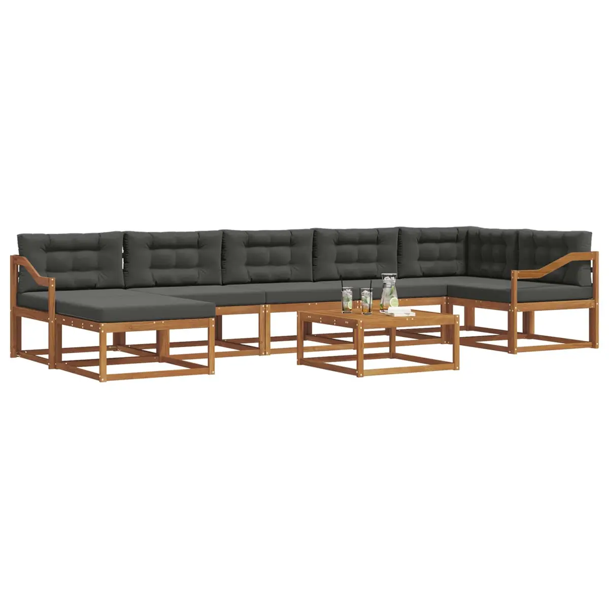 8-Piece Outdoor Sectional Sofa Set with Armrests