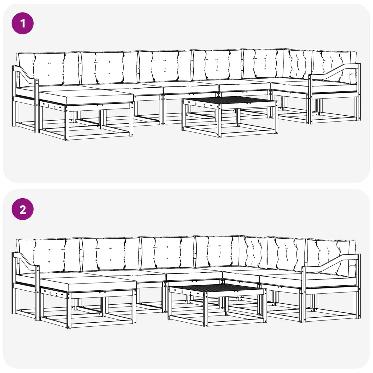 8-Piece Outdoor Sectional Sofa Set with Armrests