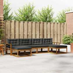 Brown 6-Piece Outdoor Sofa Set with Cushions for Patios