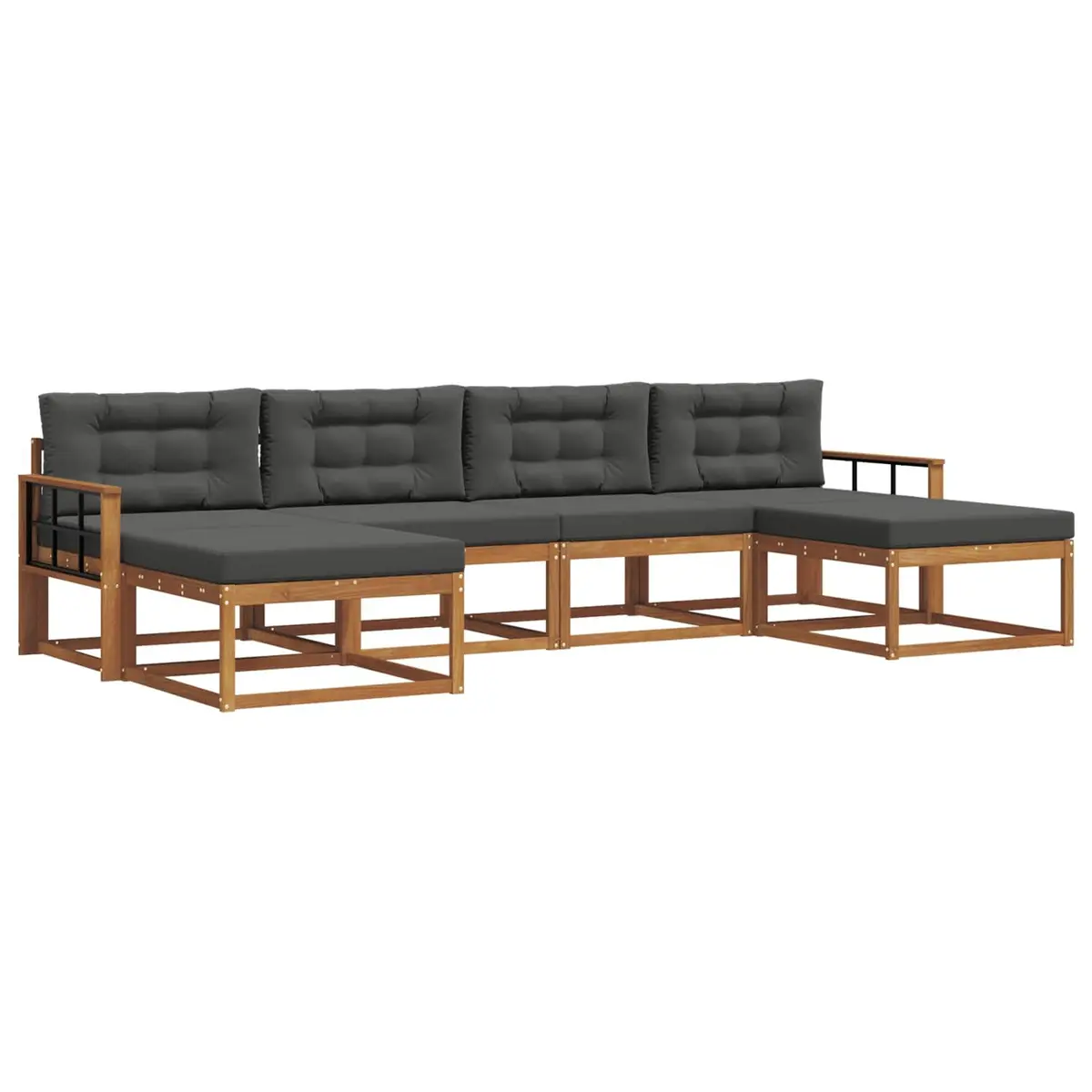 Outdoor Sofa Set Solid Acacia Wood 6 Piece Brown