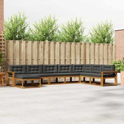 Brown Acacia Wood 8-Piece Outdoor Sectional Sofa Set