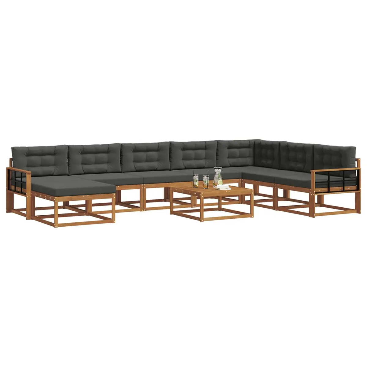 Outdoor 9-Piece Sectional Sofa Set with Cushions