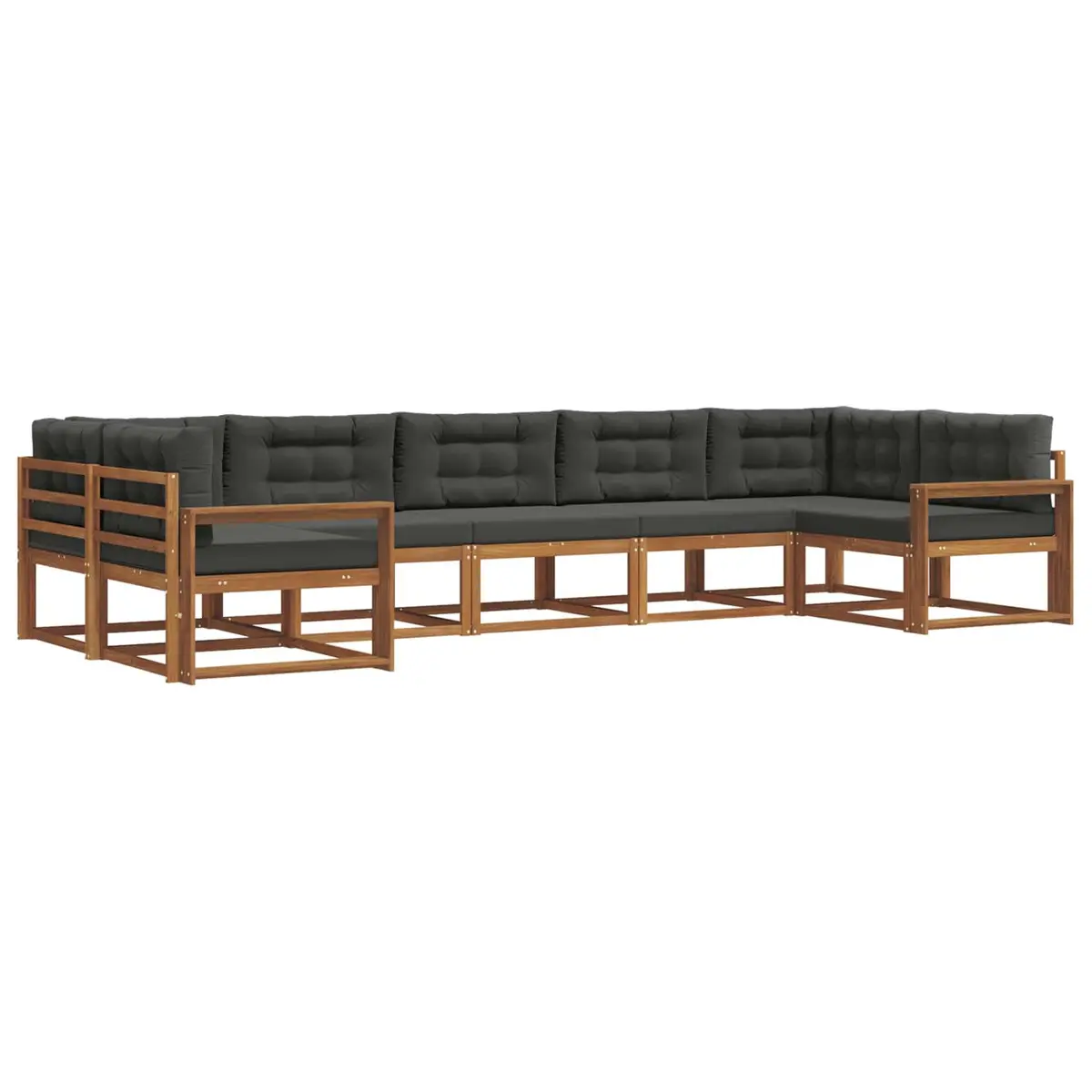 7-Piece Outdoor Sectional Sofa Set in Brown
