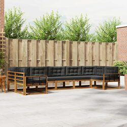 Brown 7-Piece Outdoor Sectional Sofa Set with Cushions