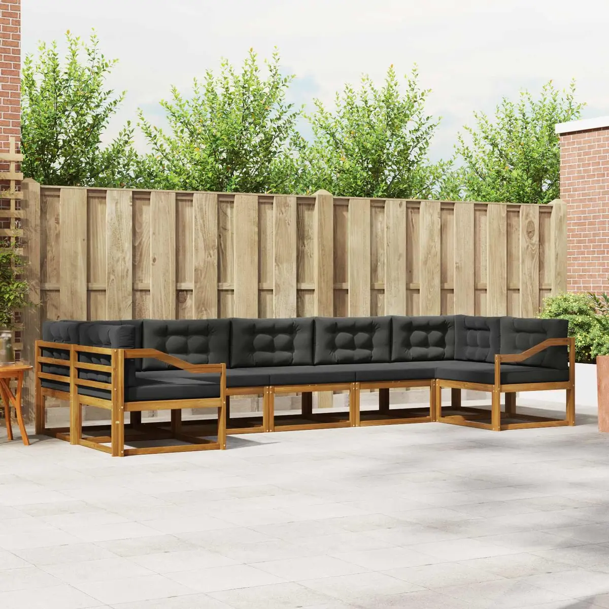 Outdoor Sofa Set Solid Acacia Wood 7 Pieces Brown Sectional Furniture