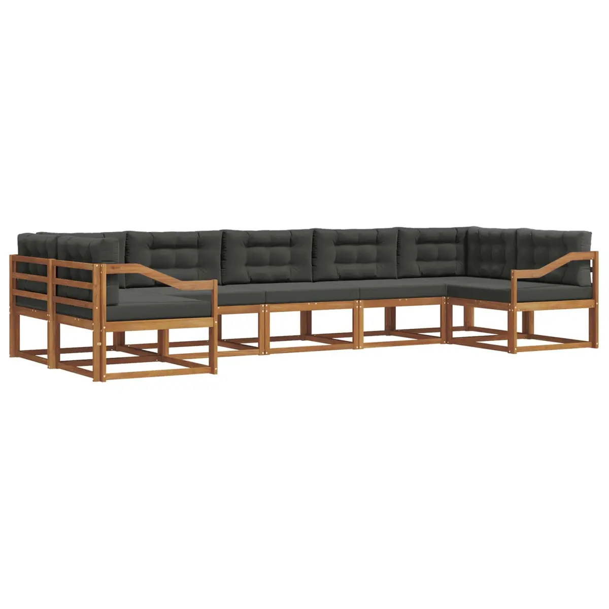 Outdoor Sofa Set Solid Acacia Wood 7 Pieces Brown Sectional Furniture