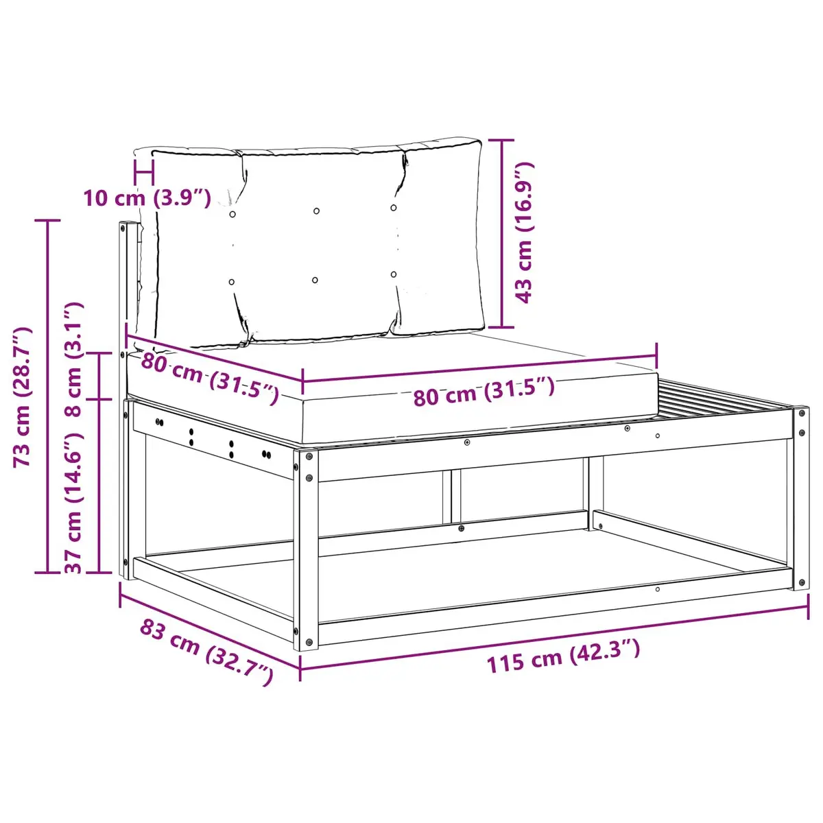 Modular Outdoor Sectional Sofa Set with Cushions