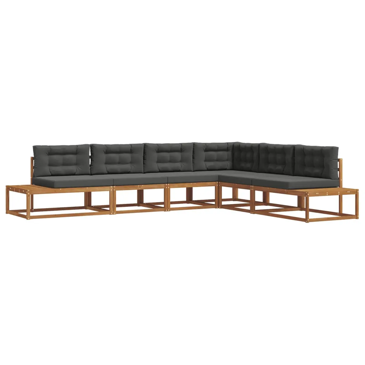 Outdoor Sectional Sofa Set in Brown Acacia Wood