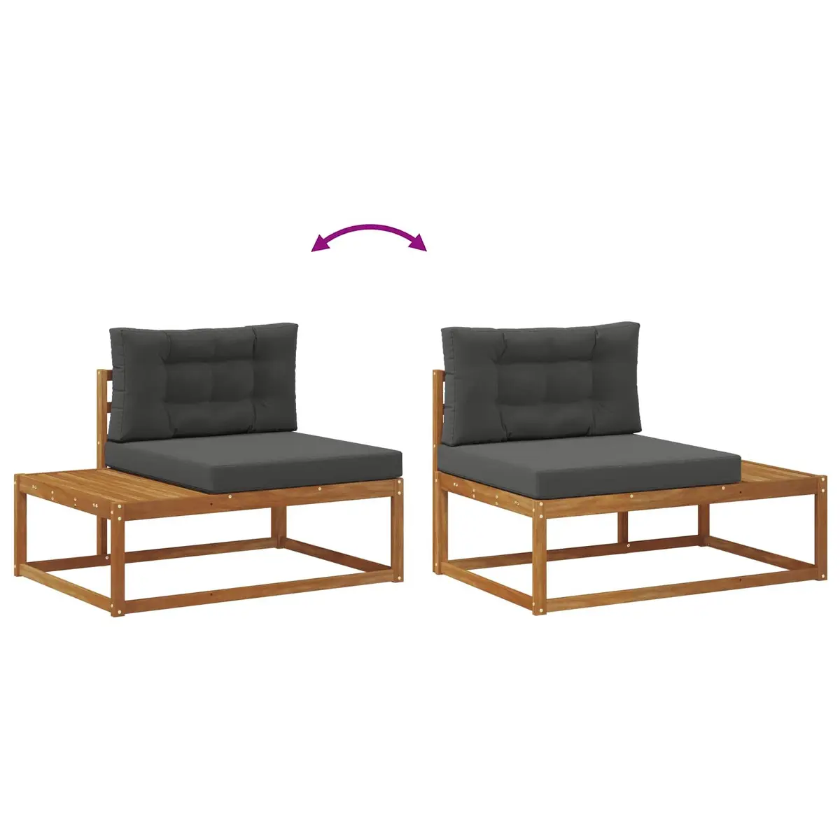 Outdoor Sectional Sofa Set in Brown Acacia Wood
