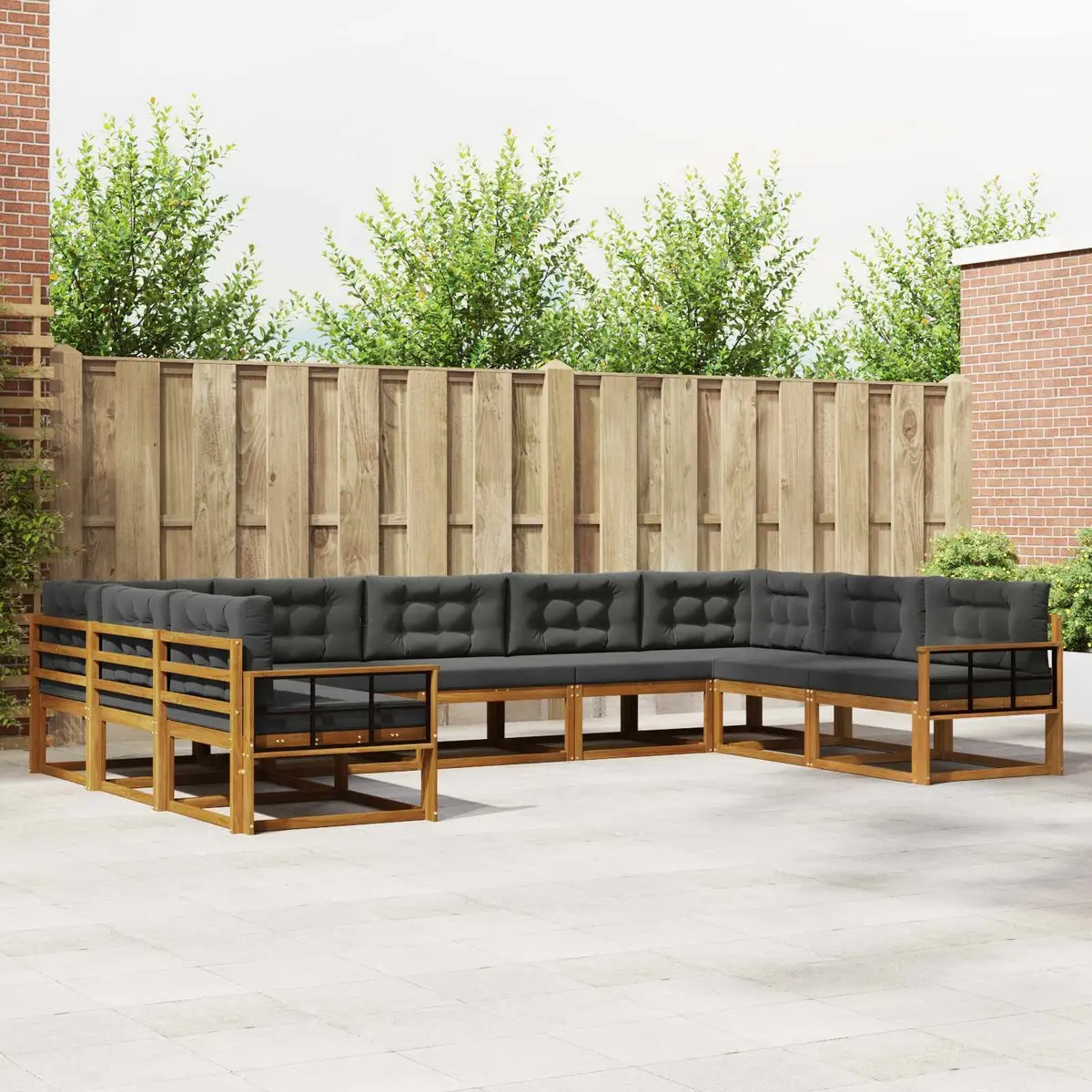 9-Piece Outdoor Sectional Sofa Set with Cushions
