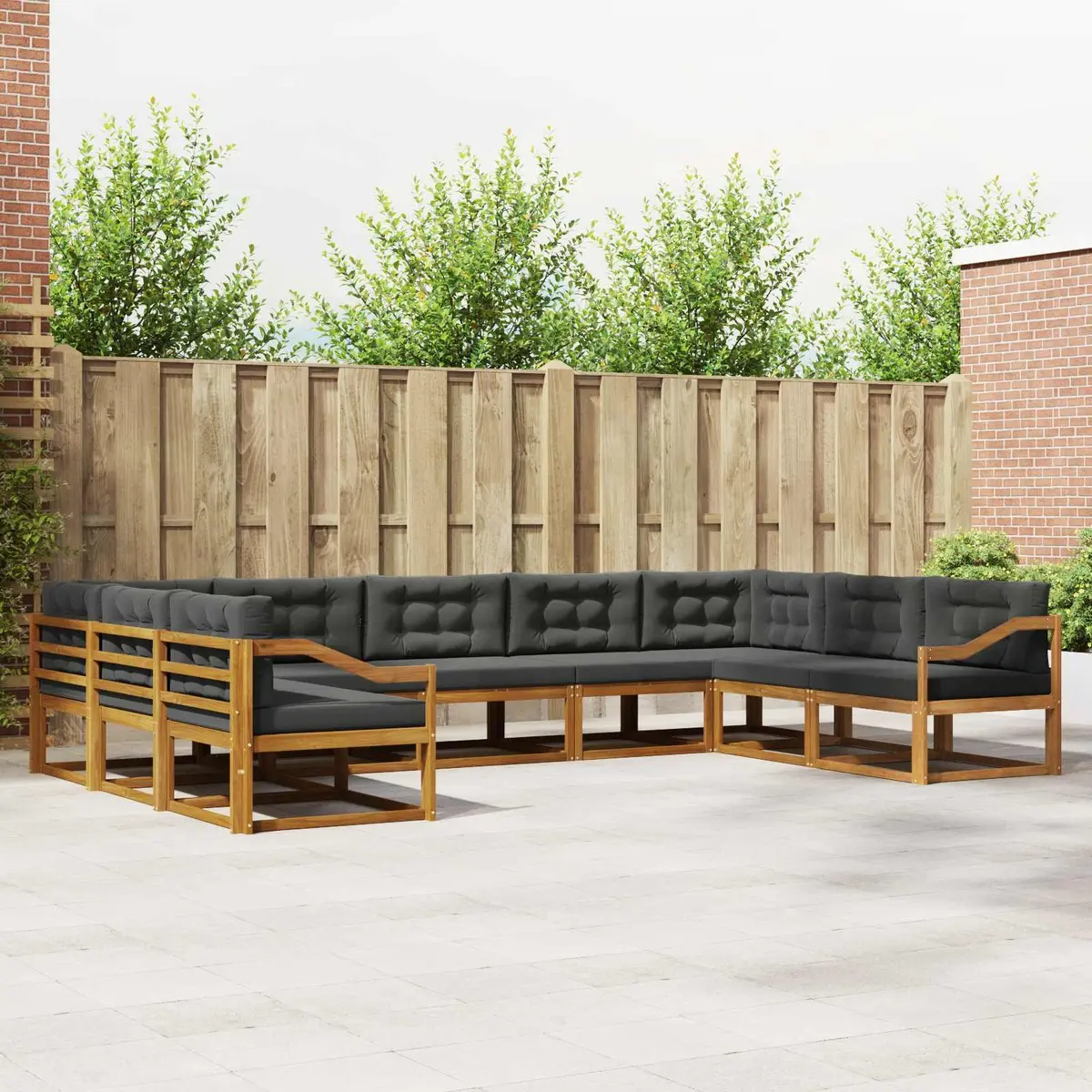 9-Piece Outdoor Sectional Sofa Set in Brown