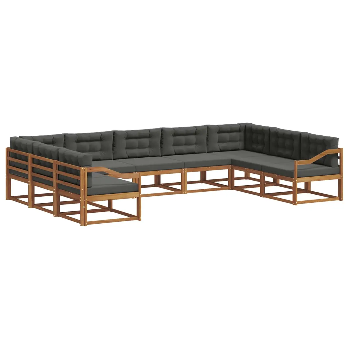 9-Piece Outdoor Sectional Sofa Set in Brown