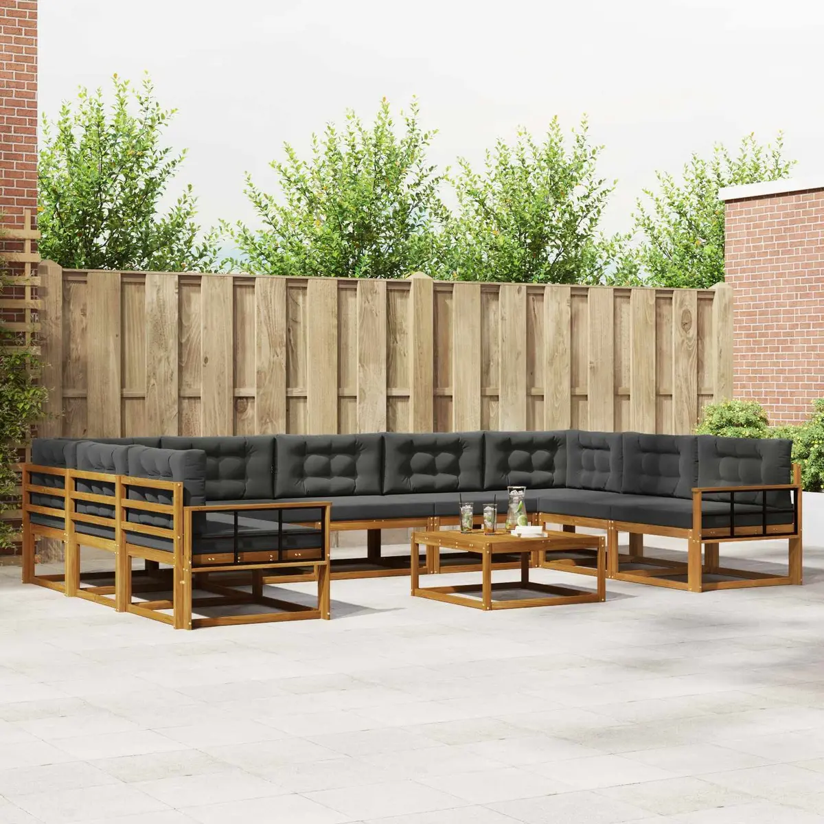 10-Piece Outdoor Sectional Sofa Set in Brown