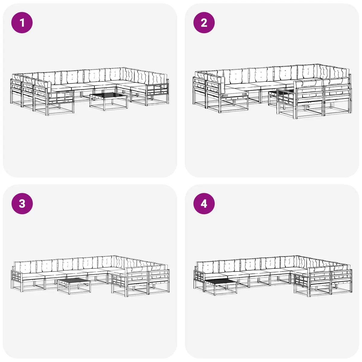 10-Piece Outdoor Sectional Sofa Set in Brown