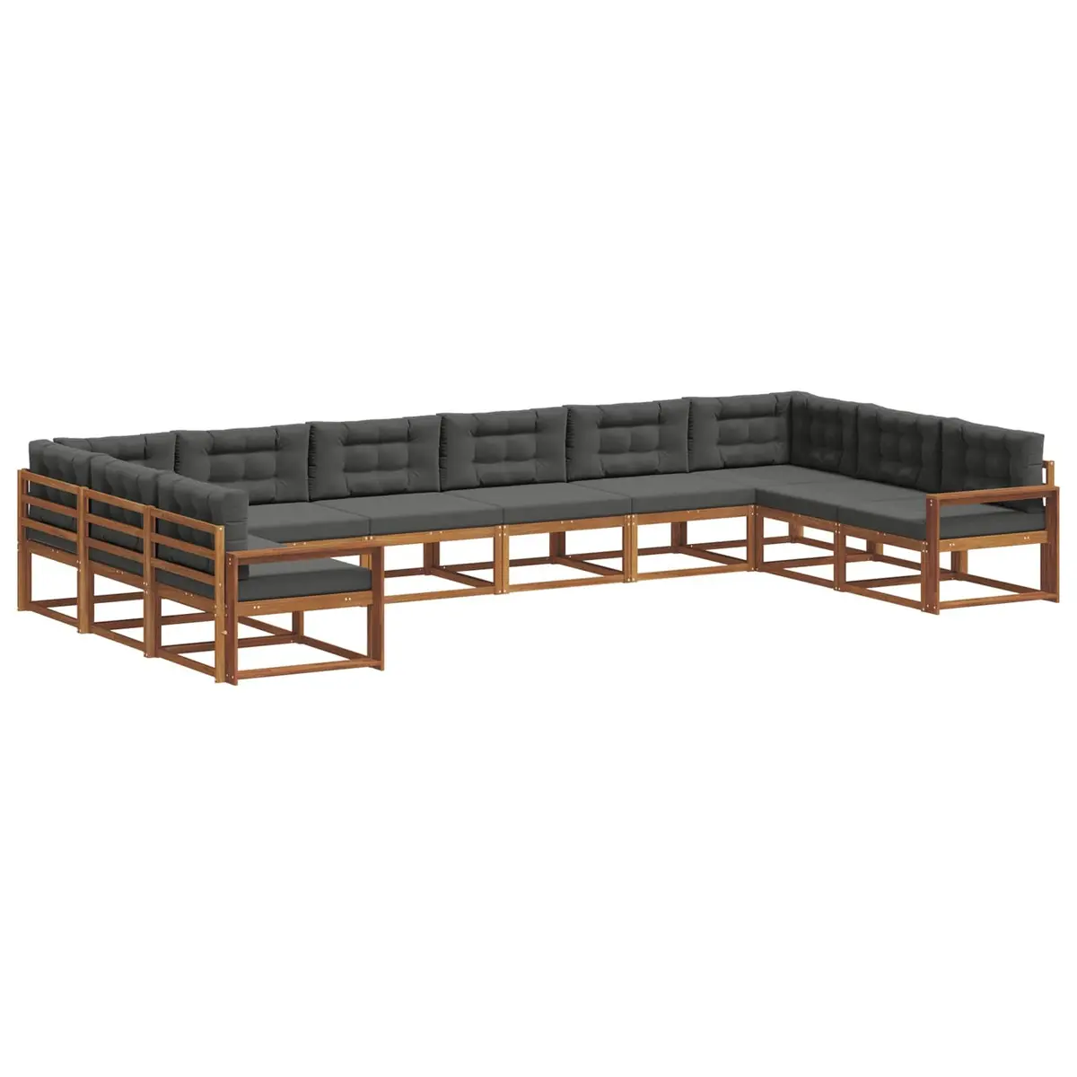Outdoor Sectional Sofa Set with Cushions 10 Piece Modern Garden Furniture Patio