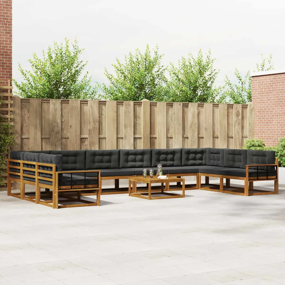 11-Piece Outdoor Sectional Sofa Set with Cushions