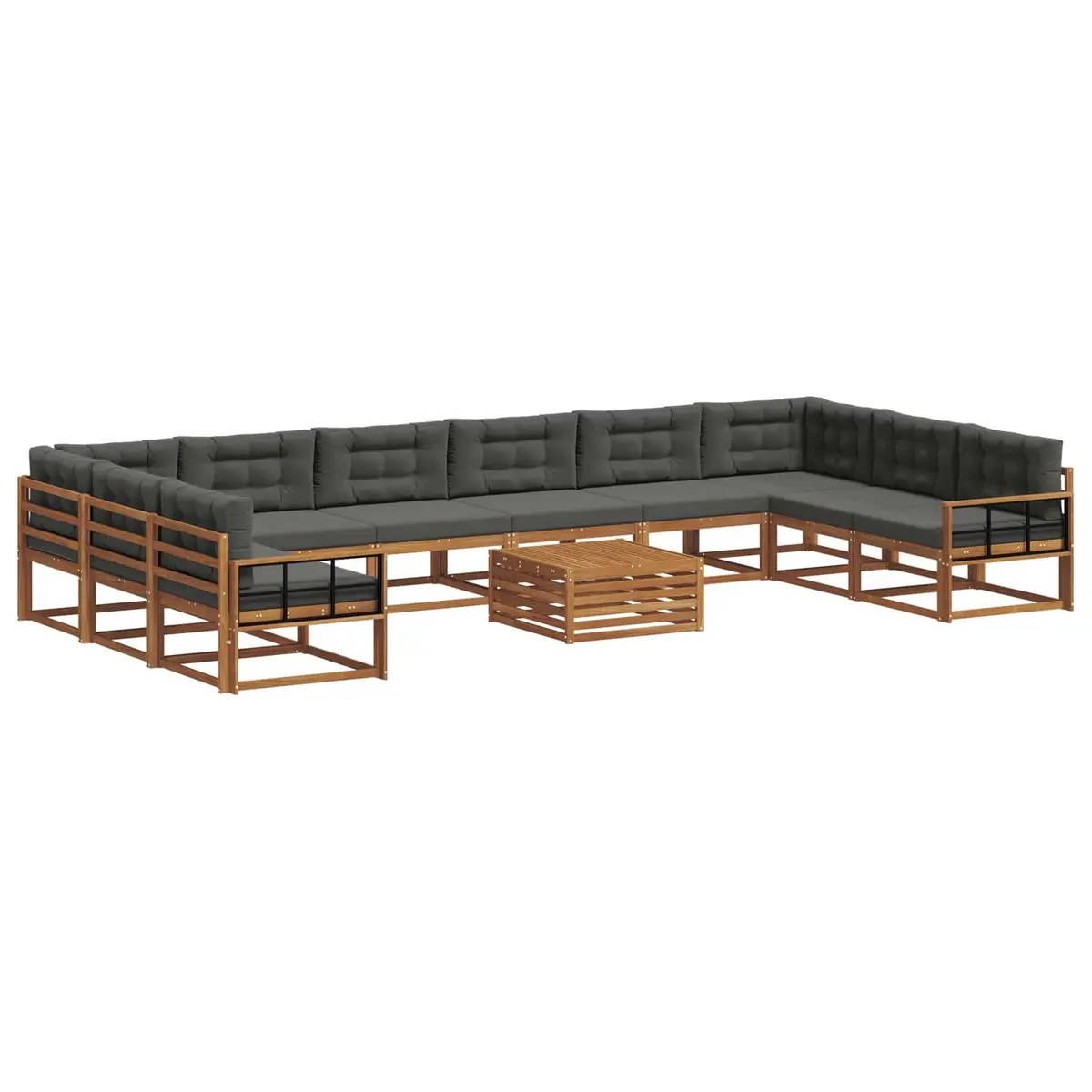 11-Piece Outdoor Sectional Sofa Set with Cushions