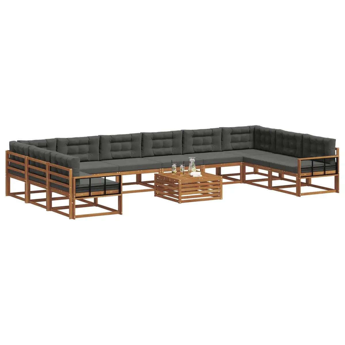 11-Piece Outdoor Sectional Sofa Set with Cushions