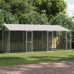 Large Outdoor Dog Cage with Roof - Premium Steel Design