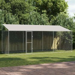 Large Outdoor Dog Cage with Roof - Steel Mesh Run