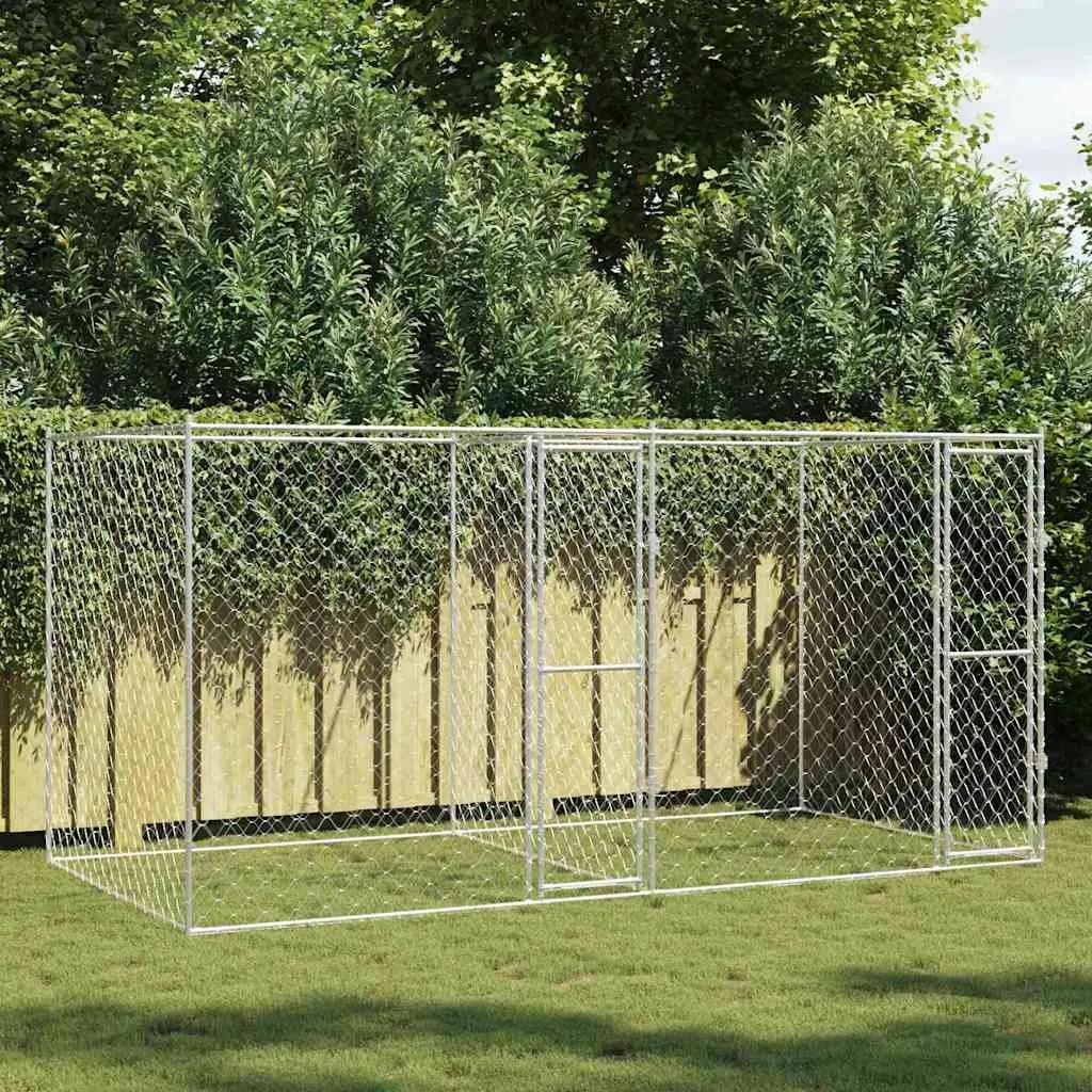 Large Breed Outdoor Dog Cage 400x200x200cm Silver