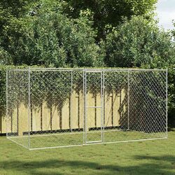 Silver Galvanised Steel Dog Cage 400 x 200 x 200 cm
