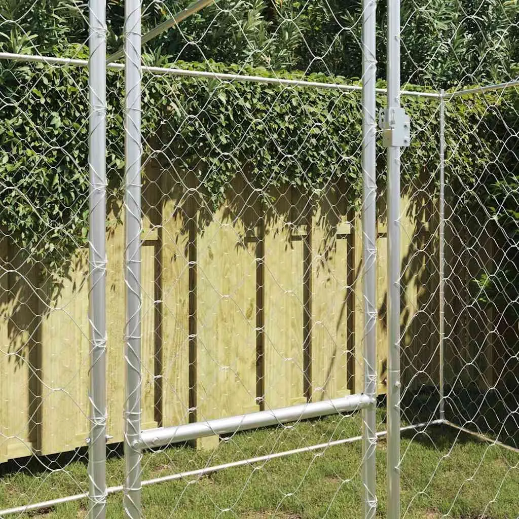 Silver Galvanised Steel Dog Cage 400 x 200 x 200 cm