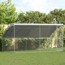 Durable Silver Chicken Cage Set - 2 pcs Galvanised Steel