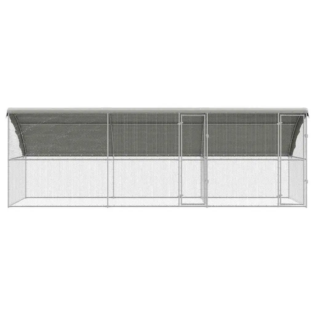 Silver Chicken Cage 3 pcs Galvanised Steel 600 x 200 x 200 cm