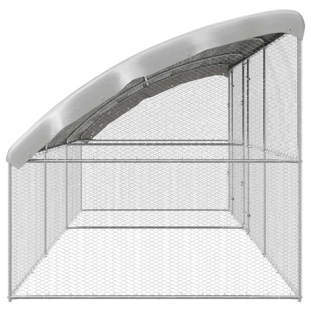 Silver Chicken Cage 3 pcs Galvanised Steel 600 x 200 x 200 cm