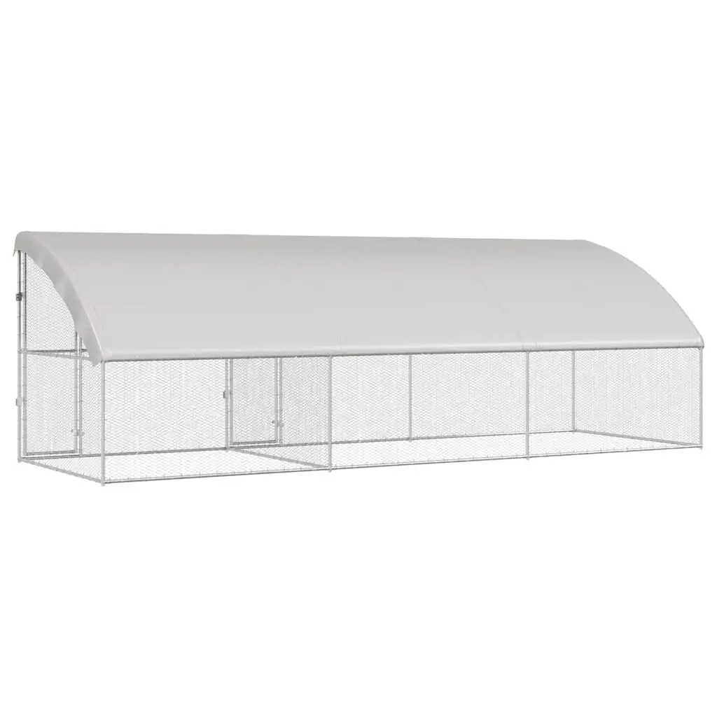 Silver Chicken Cage 3 pcs Galvanised Steel 600 x 200 x 200 cm