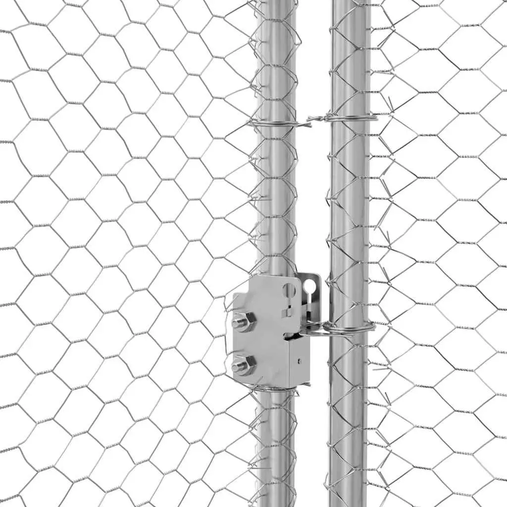 Silver Chicken Cage 3 pcs Galvanised Steel 600 x 200 x 200 cm