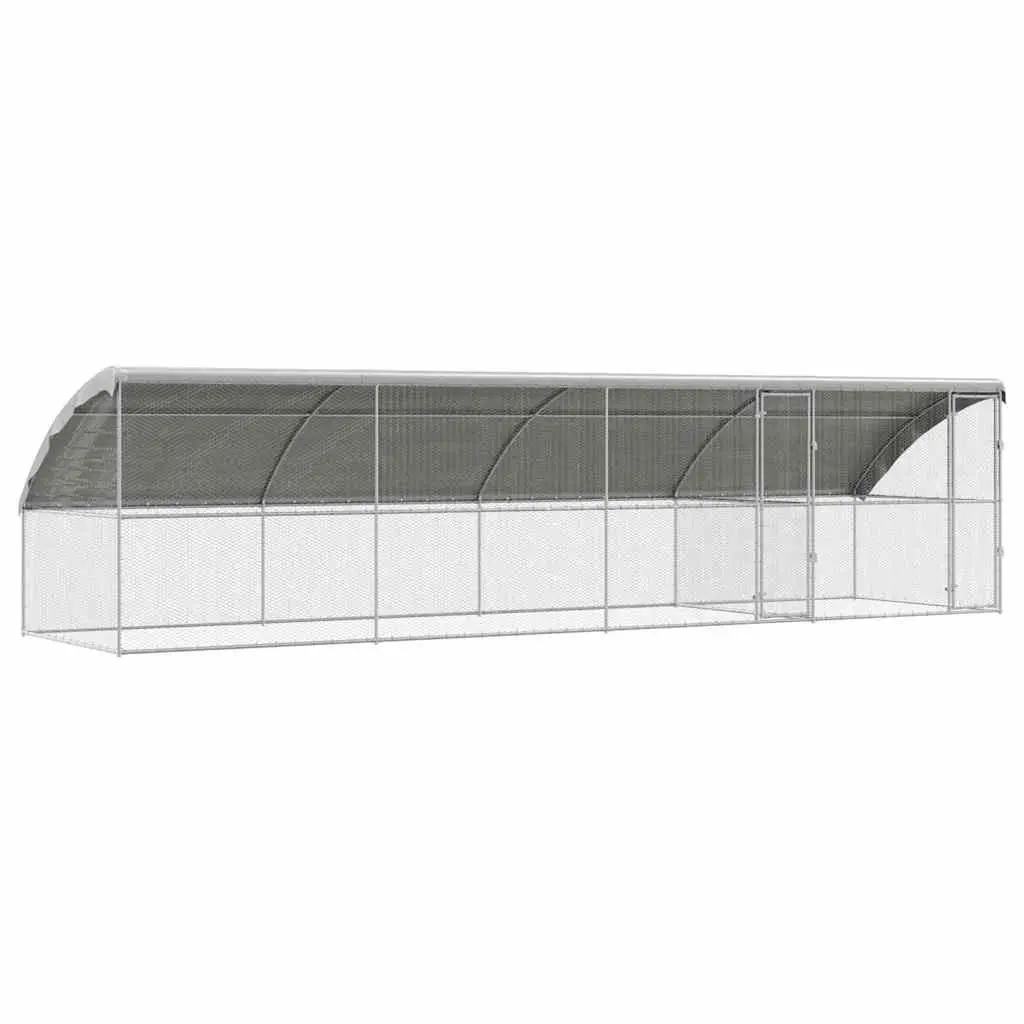 Chicken Cage Galvanised Steel Large Silver 4 Piece Outdoor Poultry Habitat Housing Garden