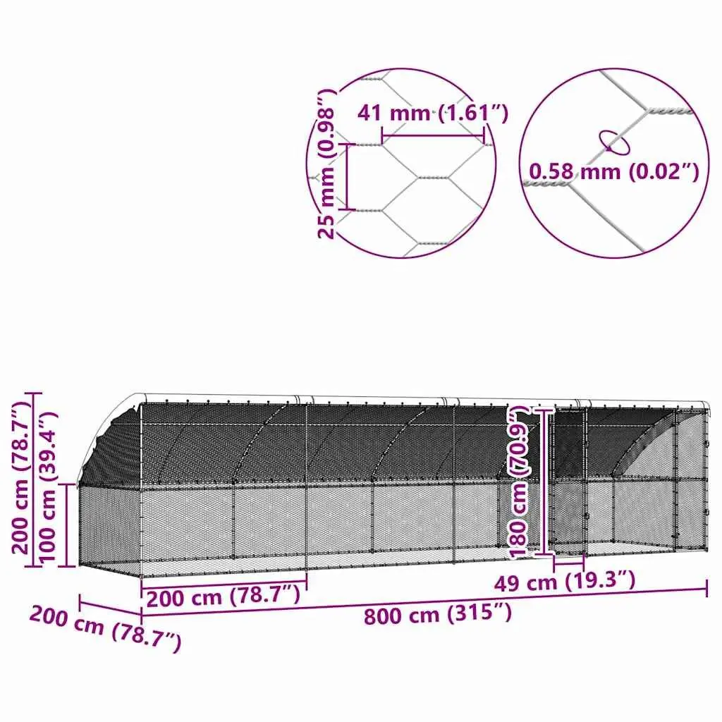 Chicken Cage Galvanised Steel Large Silver 4 Piece Outdoor Poultry Habitat Housing Garden