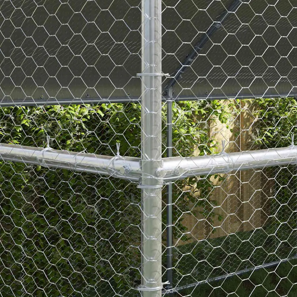 Chicken Cage Galvanised Steel Large Silver 4 Piece Outdoor Poultry Habitat Housing Garden