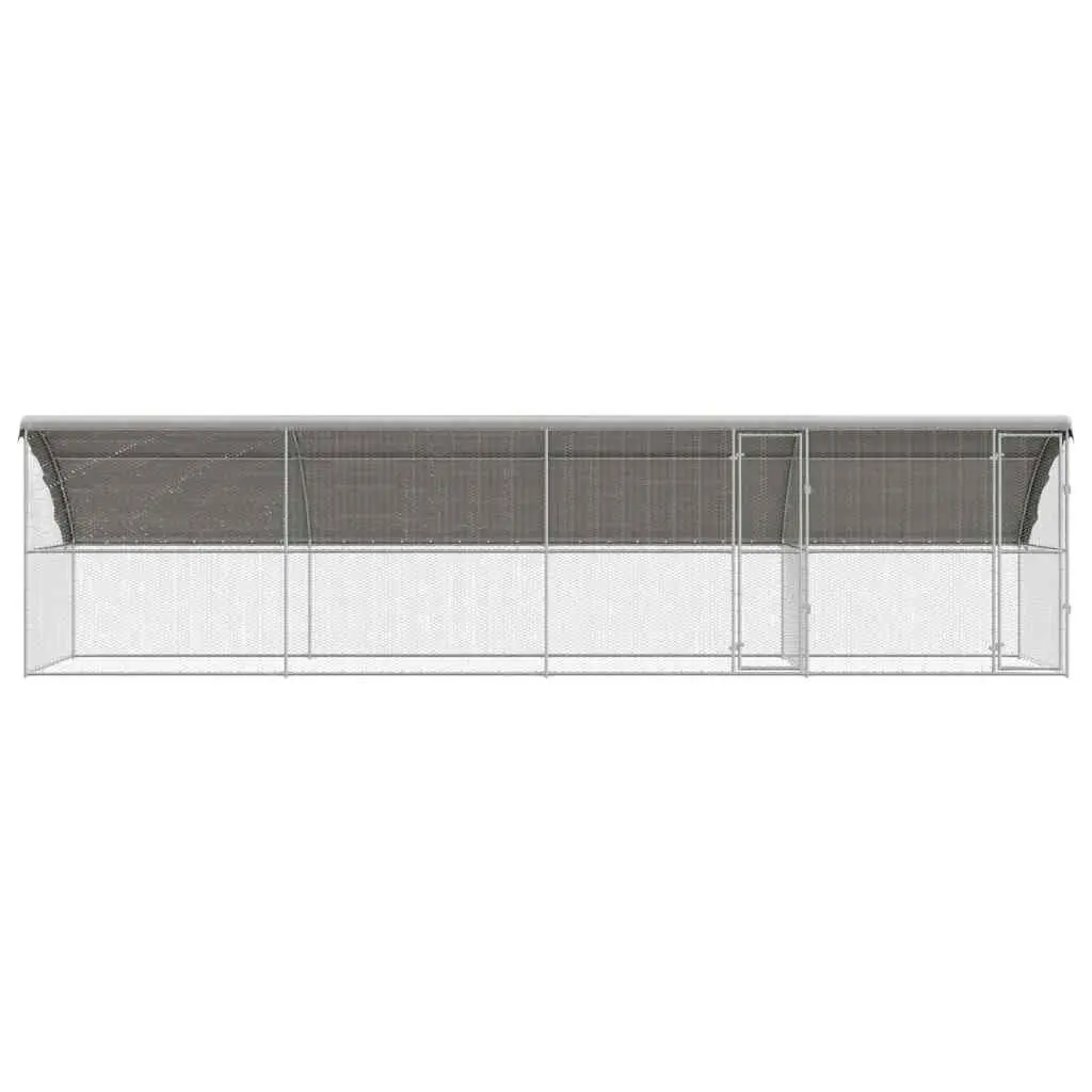 Chicken Cage Galvanised Steel Large Silver 4 Piece Outdoor Poultry Habitat Housing Garden