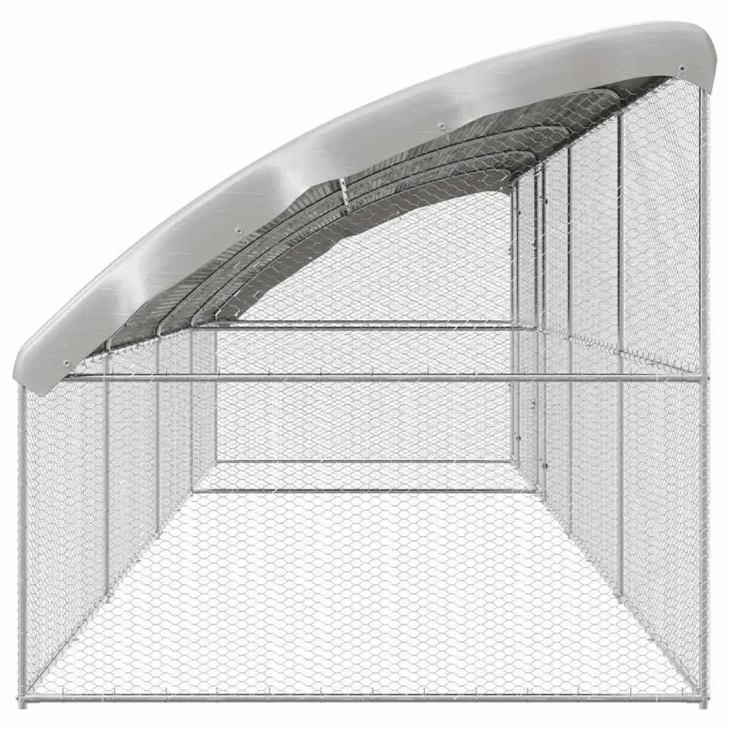 Chicken Cage Galvanised Steel Large Silver 4 Piece Outdoor Poultry Habitat Housing Garden