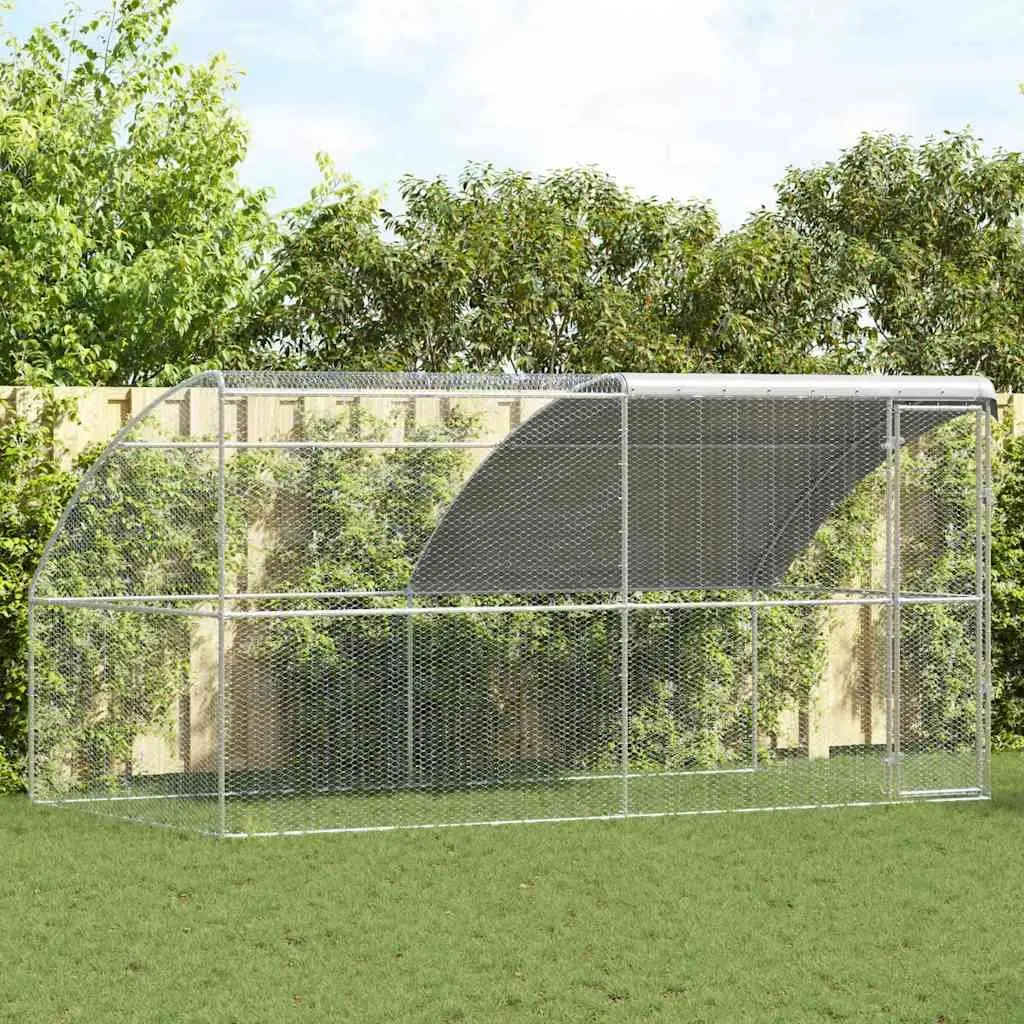 Outdoor Chicken Cage Set of 2 Silver 400 x 200 x 200 cm