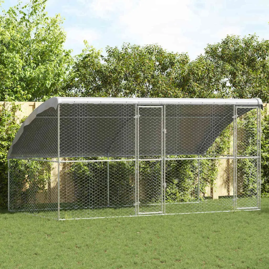 Silver Dog Kennel 2 pcs 4 x 2 x 2 m Steel Enclosure