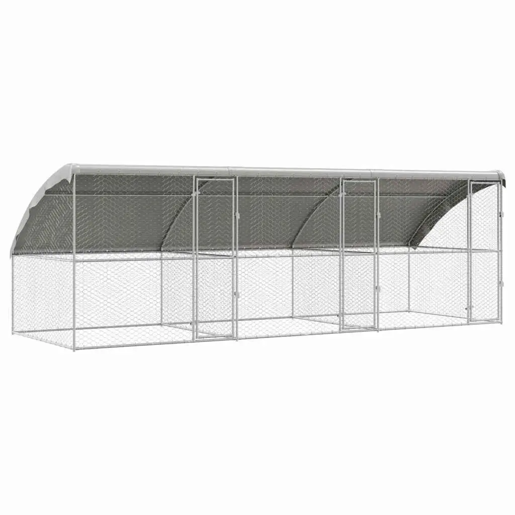 3-Piece Dog Kennel 6 x 2 x 2 m Galvanised Steel