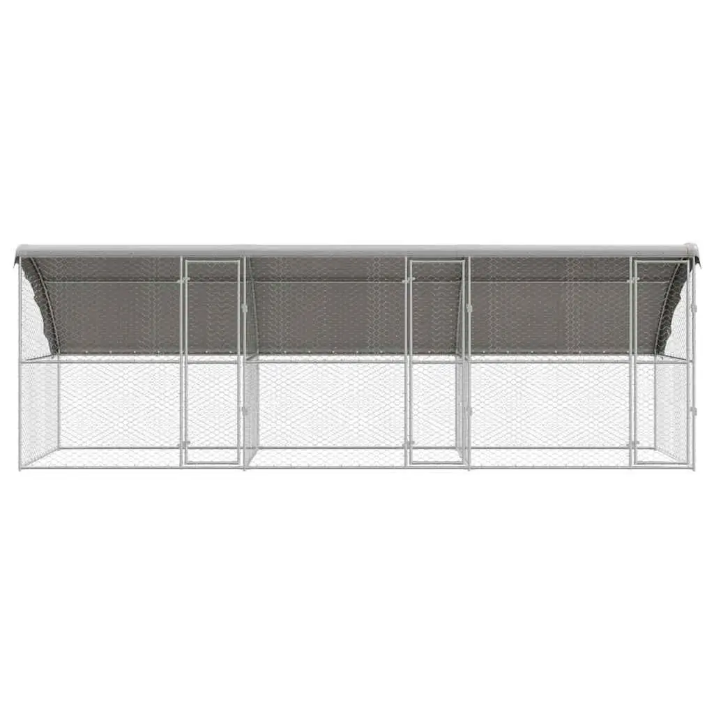3-Piece Dog Kennel 6 x 2 x 2 m Galvanised Steel