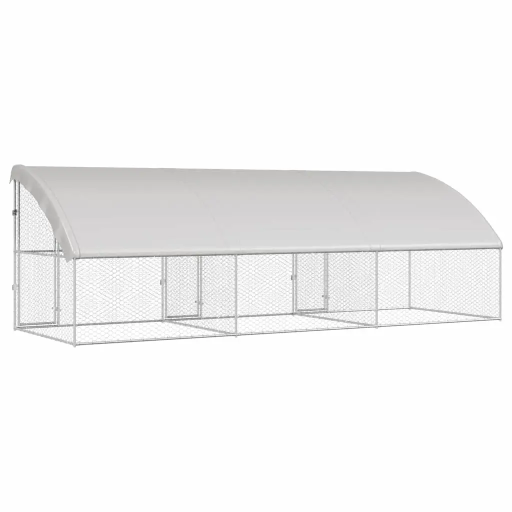 3-Piece Dog Kennel 6 x 2 x 2 m Galvanised Steel
