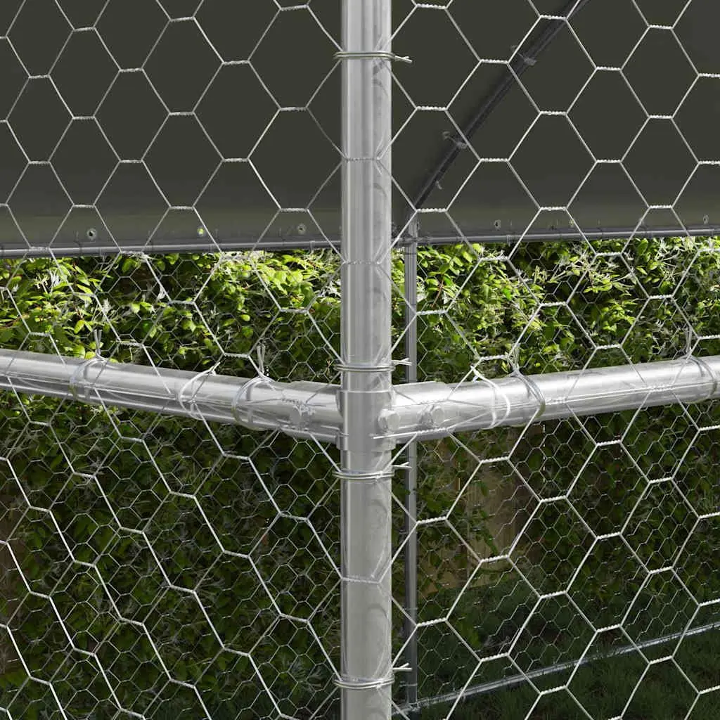 Dog Kennel 2 pcs Silver 4 x 2 x 2 m Galvanised Steel Frame Outdoor Pet Run