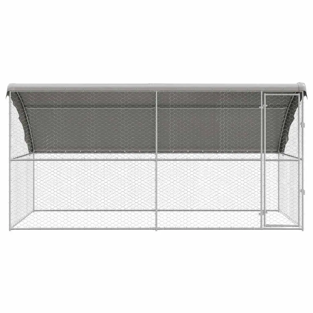 Dog Kennel 2 pcs Silver 4 x 2 x 2 m Galvanised Steel Frame Outdoor Pet Run