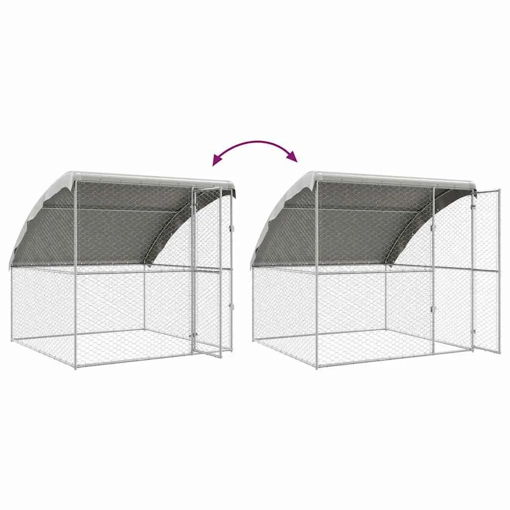 Dog Kennel 2 pcs Silver 4 x 2 x 2 m Galvanised Steel Frame Outdoor Pet Run