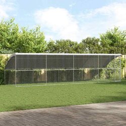 4-Piece Silver Dog Kennel 8 x 2 x 2 m Outdoor Enclosure