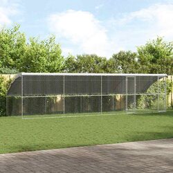 Durable 4-Piece Dog Kennel 8 x 2 x 2 m Silver Outdoor Run